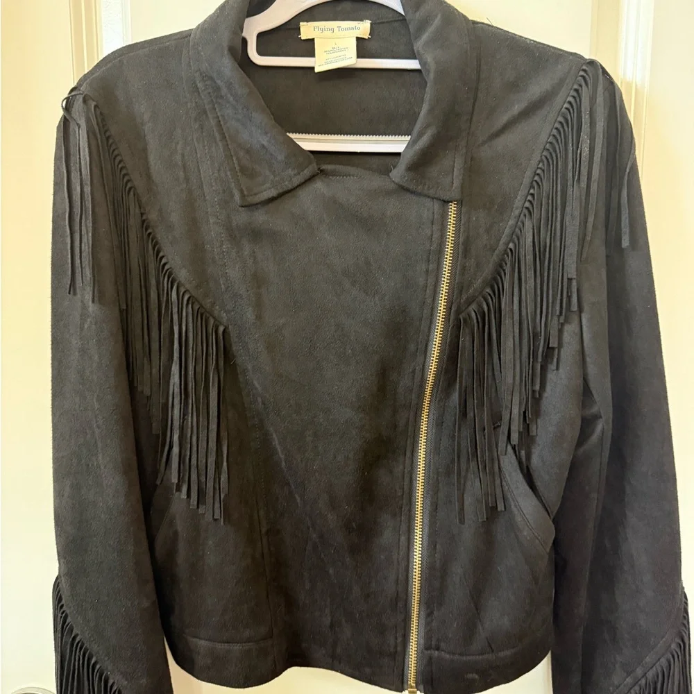 Flying Tomato Faux Suede Jacket - Black - Picture 3 of 5